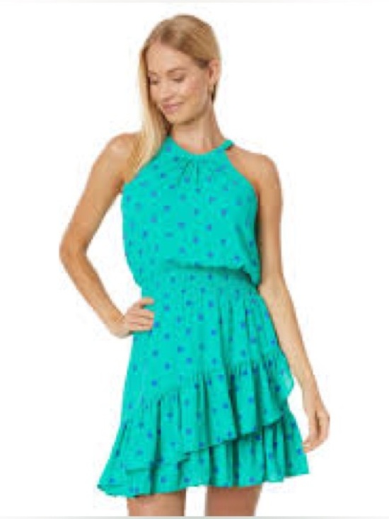 Lilly Pulitzer Dresses & Skirts - Lilly Pulitzer Pamelyn Dress Sz 4 Botanical Green Tropical Ruffles Polka Dot